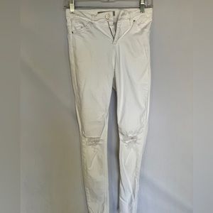 Topshop Moto Jamie Stretch Skinny Jeans with Distressing White Size 26